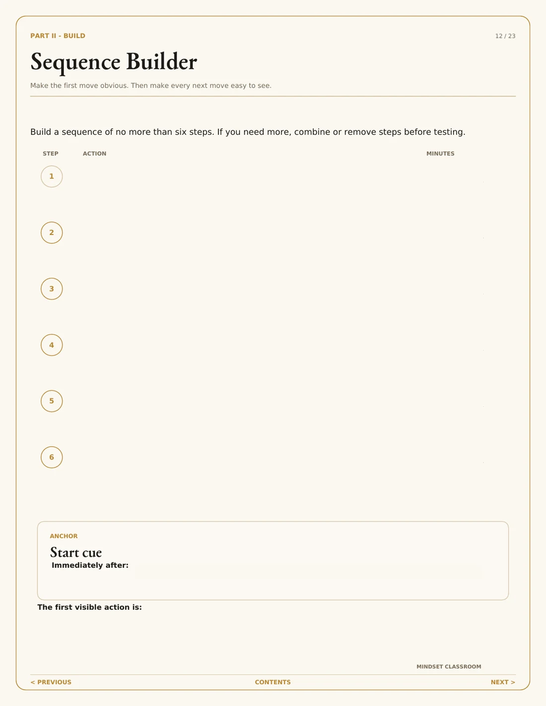 Sequence Builder page from The Routine Builder