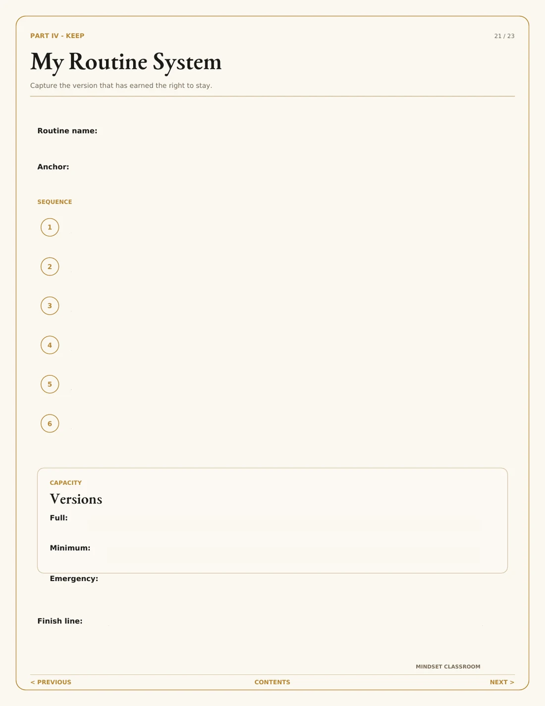 My Routine System page from The Routine Builder