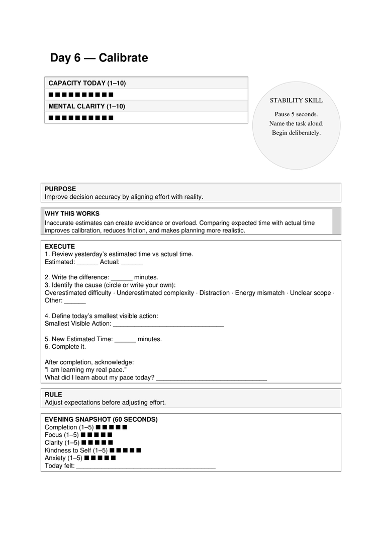Printable PDF page sample from The Stability Reset
